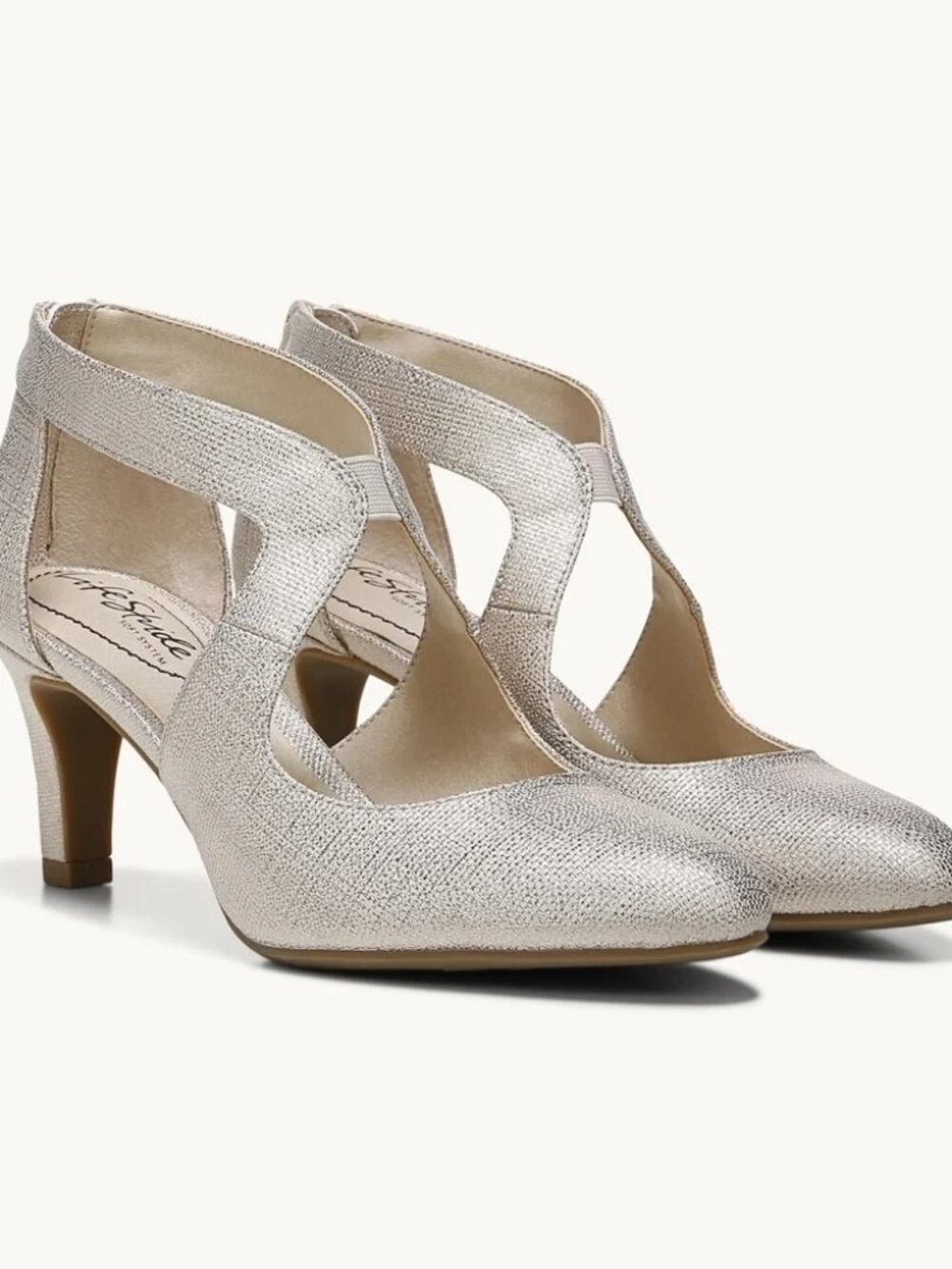 NWOB Womens Life Stride Gold Metallic Giovanna 2 Man-Made Dress Pump Heels 8.5D